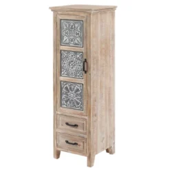 LuxenHome 48" Tall Wood And Metal 2-Drawer 1-Door Storage Cabinet. -Furniture Specialty Store GUEST ec389ada 4c1e 452e 96e0 2c620c727988