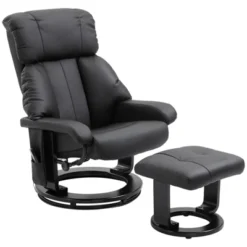 HOMCOM Recliner With Ottoman Footrest, Recliner Chair With Vibration Massage, Faux Leather And Swivel Wood Base For Living Room And Bedroom -Furniture Specialty Store GUEST ec4ebf16 5b51 4eef 84ac 313753998ea7