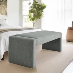 Kaia 47" Contemporary Farmhouse Linen Fabric Waterfall Upholstered Bench-The Pop Maison -Furniture Specialty Store GUEST ec8ce45e 39b3 4172 bc50 ab112822ee1a