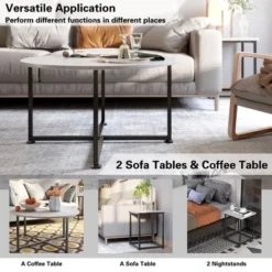 Costway Coffee Table Set Of 3 Modern Faux Metal Frame For Living Room Apartment -Furniture Specialty Store GUEST eca9827b 9ed4 4677 85fa 3f6339bf1c59