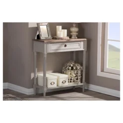 Edouard French Provincial Style Console Table With 1 Drawer - White/Light Brown - Baxton Studio -Furniture Specialty Store GUEST ed2aa560 feec 4d94 9559 3fa8f6bf2309