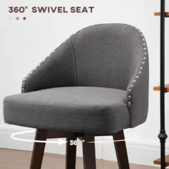 HOMCOM Bar Stools Set Of 4, Linen Fabric Kitchen Counter Stools With Nailhead Trim, Rubber Wood Legs And Footrest For Dining Room, Pub, Dark Gray -Furniture Specialty Store GUEST eda77caf 8d38 4fbd 9c6b a58ff2e3eae2