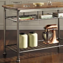 Orleans Kitchen Island Stainless Steel Base With Wood Top Brown - Homestyles -Furniture Specialty Store GUEST edf65c65 792a 410f b2c5 a2f8a711ca96