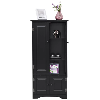 Costway Accent Storage Cabinet Adjustable Shelves Antique 2 Door Floor Cabinet Black 11 Costway Accent Storage Cabinet Adjustable Shelves Antique 2 Door Floor Cabinet Black - Image 9