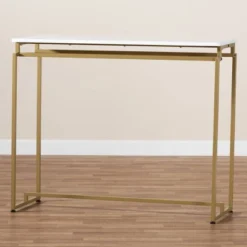 Renzo Metal Console Table With Faux Marble Tabletop White/Gold - Baxton Studio 14 Renzo Metal Console Table With Faux Marble Tabletop White/Gold - Baxton Studio -Furniture Specialty Store GUEST ee933858 cd39 4004 aaec 92a422973474