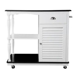Denrard Rolling Kitchen Island With Storage White/Black - Aiden Lane