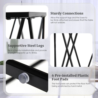 Costway End Table Tempered Glass Top Metal Frame Hexagonal Accent Side Table Living Room 8 Costway End Table Tempered Glass Top Metal Frame Hexagonal Accent Side Table Living Room - Image 6