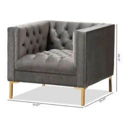 Zanetta Luxe And Glamour Velvet Upholstered Gold Finished Lounge Chair - Baxton Studio -Furniture Specialty Store GUEST f09707a4 aba2 41c5 b4a7 30390fca274d