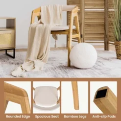 Costway Set Of 2 Bamboo Accent Chairs Leisure Chairs Armchairs W/ Seat Cushion -Furniture Specialty Store GUEST f0f48a13 2945 462f 926b 71031ad787e9