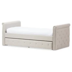 Twin Swanson Modern And Contemporary Fabric Tufted Daybed With Roll-Out Trundle Guest Bed - Baxton Studio -Furniture Specialty Store GUEST f1442996 f3a3 4514 aa5d c30aa99eedd9