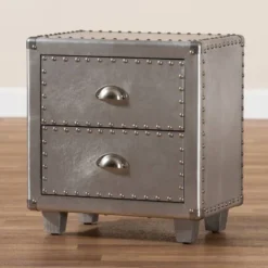 2 Drawer Davet Metal Nightstand Silver - Baxton Studio -Furniture Specialty Store GUEST f17aa328 7a6a 4de1 a9de 4caf95bef6c9
