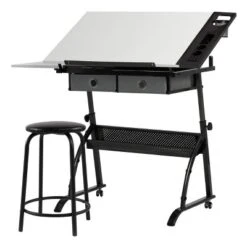 Core Drawing Table And Stool Set Charcoal Black/White - Studio Designs -Furniture Specialty Store GUEST f219f736 f2d5 4676 bbc8 1ef81a83f716