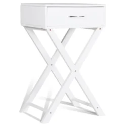 Costway Nightstand X-Shape Drawer Accent Side End Table Modern Home Furniture White -Furniture Specialty Store GUEST f21de28c 6940 42cb aed2 133a7f27b776