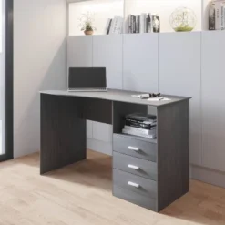 Classic Computer Desk With Multiple Drawers Gray - Techni Mobili -Furniture Specialty Store GUEST f315e42a be70 45f9 8289 511af023ed8c