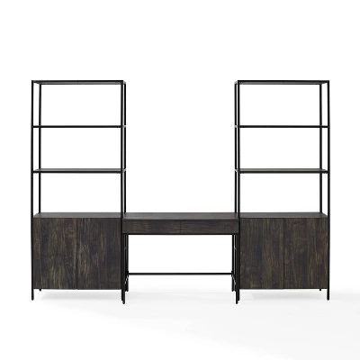 3pc Jacobsen Desk And Large Etagere Set Brown Ash - Crosley 9 3pc Jacobsen Desk And Large Etagere Set Brown Ash - Crosley - Image 7