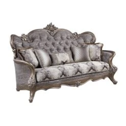 90" Elozzol Sofa Fabric/Antique Bronze Finish - Acme Furniture