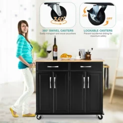 Costway 4-Door Rolling Kitchen Island Cart Buffet Cabinet W/ Towel Racks Drawers WhiteBlack 18 Costway 4-Door Rolling Kitchen Island Cart Buffet Cabinet W/ Towel Racks Drawers WhiteBlack -Furniture Specialty Store GUEST f452adb9 2fd5 47ce 95e1 e19a46894958