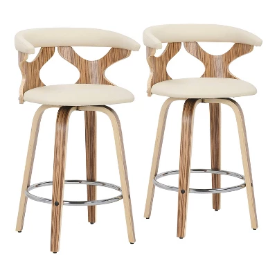 Set Of 2 Gardenia Upholstered Counter Height Barstools - Lumisource 17 Set Of 2 Gardenia Upholstered Counter Height Barstools - Lumisource - Image 15