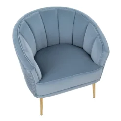 Tania Pleated Waves Accent Chair Light Blue/Gold - Lumisource -Furniture Specialty Store GUEST f4f7785f ade3 468e 8e9a 5d4eb79016fa