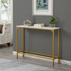 Stella Slim Console Table White/Gold - Carolina Chair & Table -Furniture Specialty Store GUEST f5247bc2 9777 4875 81d6 b4e395803d68
