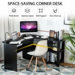 Costway Modern L-Shaped Computer Desk Writing Study Office Corner Desk W/Shelves -Furniture Specialty Store GUEST f574665b 0f04 4157 b1e3 b08b0d612b36