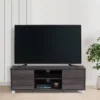 Hollywood Wood Grain TV Stand For TVs Up To 55" With Doors Dark Gray - CorLiving -Furniture Specialty Store GUEST f5ccb871 a0bf 4723 bbb5 cf12163893db