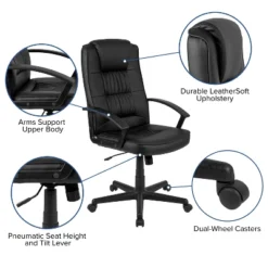 Flash Furniture Biscayne Flash Fundamentals High Back Black LeatherSoft-Padded Task Office Chair With Arms -Furniture Specialty Store GUEST f5e094f7 5eca 4f18 a5eb 67714eeb316e