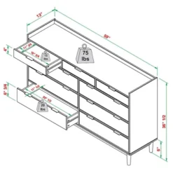 Mid-Century Modern Solid Wood 9 Drawer Horizontal Dresser - Saracina Home -Furniture Specialty Store GUEST f5f0f1ab b228 4bb6 8748 20f45ddb371e