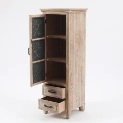 LuxenHome 48" Tall Wood And Metal 2-Drawer 1-Door Storage Cabinet. -Furniture Specialty Store GUEST f6cf62aa 3cfc 440c 9449 9d491a8fdaed