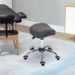 HOMCOM Ergonomic Rolling Saddle Stool PU Leather Hydraulic Spa Stool Height Adjustable Swivel Drafting Medical Salon Chair -Furniture Specialty Store GUEST f6dc0379 e98d 4d3e bd5c 959d4a2e7d7f