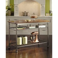 Orleans Kitchen Island Stainless Steel Base With Wood Top Brown - Homestyles -Furniture Specialty Store GUEST f6ded714 fa50 4d1e bc45 d43d4dfe2dc9
