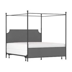 Mcarthur Metal And Upholstered Canopy Bed Matte Black/Gray Fabric - Hillsdale Furniture -Furniture Specialty Store GUEST f72e715e cfcb 4a5a bfad d58fdbfb3c7c