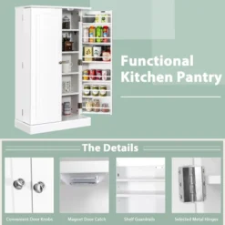 Costway 41'' Farmhouse Kitchen Pantry Storage Cabinet W/Doors Adjustable Shelves -Furniture Specialty Store GUEST f7660067 65ad 4246 a529 ede4b6280484
