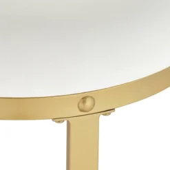 55 Downing Street Gold Bar Stool 26" High Modern White Fabric Cushion With Footrest For Kitchen Counter Height Island Home House -Furniture Specialty Store GUEST f8292f10 ea92 40d2 80d4 c8d7e9fa705f