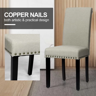 Costway Set Of 2 Fabric Dining Chairs Upholstered With Nailhead Trim 7 Costway Set Of 2 Fabric Dining Chairs Upholstered With Nailhead Trim - Image 5