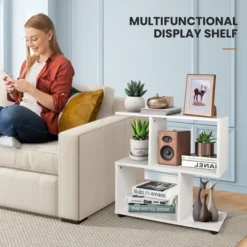 Costway 2 PCS 2-Tier Bookshelf S Shaped Bookcase Storage Rack Display Shelf W/ Foot Mats -Furniture Specialty Store GUEST f86ffe70 621e 4a41 b8c6 fd5412476ddd