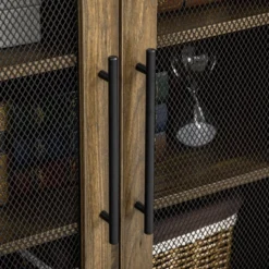 HOMCOM Farmhouse Buffet Cabinet, Sideboard, Kitchen Storage Cabinet With Adjustable Shelves And Wire Mesh Door, Coffee Bar For Living Room, Walnut -Furniture Specialty Store GUEST f87bcd7c 0e41 4130 b12e 45c4e71f4884