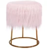 BirdRock Home Round Pink Faux Fur Foot Stool Storage Ottoman With Pale Gold Legs -Furniture Specialty Store GUEST f918b36a a264 456a 8320 250eebedf4f8