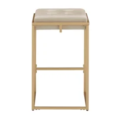 24" Set Of 2 Ervyn Gold Finish Velvet Button Tufted Counter Height Chairs - Inspire Q -Furniture Specialty Store GUEST f934892e 41af 49ea a77a eb93fa618d47