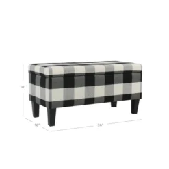 Large Decorative Storage Bench Black Plaid - HomePop