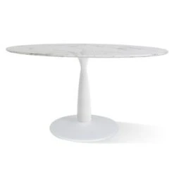 Harris 59'' Artificial Top Oval Dining Table With Pedestal Base In White-The Pop Maison -Furniture Specialty Store GUEST f9c55d53 9586 4f14 b6ed 1afde4b8de7b