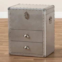 Serge Metal 2 Drawer Accent Storage Chest Silver - Baxton Studio -Furniture Specialty Store GUEST fa009f94 ab4f 4d1d 9069 235abe7e2caa