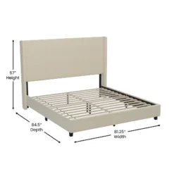 Merrick Lane Modern Platform Bed - Gray Faux Linen - Queen - Padded Wingback Headboard - 8.5" Floor Clearance - Wood Support Slats - No Box Spring Needed -Furniture Specialty Store GUEST fa3b2d1d 2ed8 4165 b10d a35dcfb7ac18