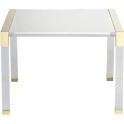 55 Downing Street Modern Cast Acrylic Accent Side End Table 23 1/2" X 24" Clear Gold Spaces Living Room Bedroom Bedside Entryway -Furniture Specialty Store GUEST fa53fa63 cc73 4200 a924 d625e4ea1258