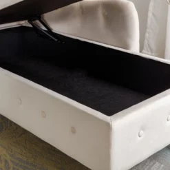 Bedroom Velvet Chaise Longue With Storage, Pillow And Nailhead Accents - ModernLuxe -Furniture Specialty Store GUEST fa798e8d dd10 4162 817c 22c6f2d8f2f1