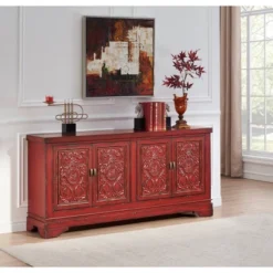 Joseph 4 Door Storage Credenza/Sideboard Burnished Red - Treasure Trove -Furniture Specialty Store GUEST fa865532 5759 480b b301 96e8177a21ce