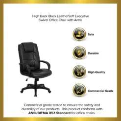 Emma And Oliver High Back Multi-Line Stitch Executive Swivel Office Chair With Arms -Furniture Specialty Store GUEST fb25934e 1a04 4620 93d6 9bf20bd4f939