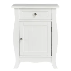 Costway 2PCS Accent End Table With Drawer Storage Cabinet Nightstand White -Furniture Specialty Store GUEST fb3ca9b0 f4e3 4806 9f81 47d7ea024f23