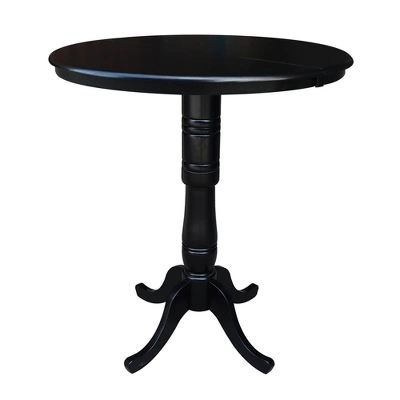36" Draco Round Top Extension Dining Table With 12" Leaf And 4 X-Back Barstools Black - International Concepts 4 36" Draco Round Top Extension Dining Table With 12" Leaf And 4 X-Back Barstools Black - International Concepts - Image 2