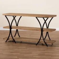 Terrell Wood And Metal Console Table Brown - Baxton Studio -Furniture Specialty Store GUEST fbcbcf96 c4fd 4bd6 bc3f 57149f565ba8